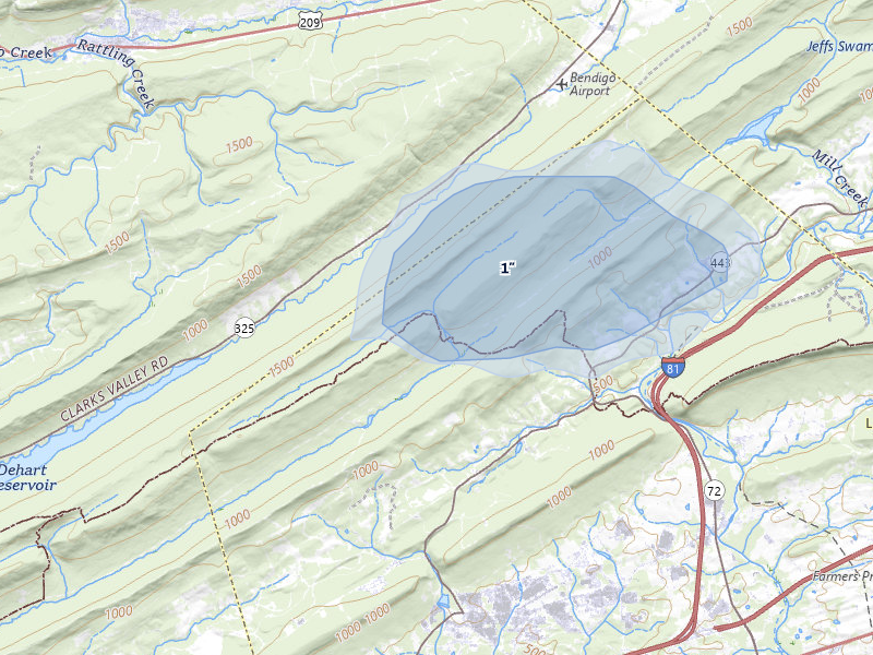 NEXRAD radar-signature map of the hail storm over Jonestown, PA on Jul 26, 2026