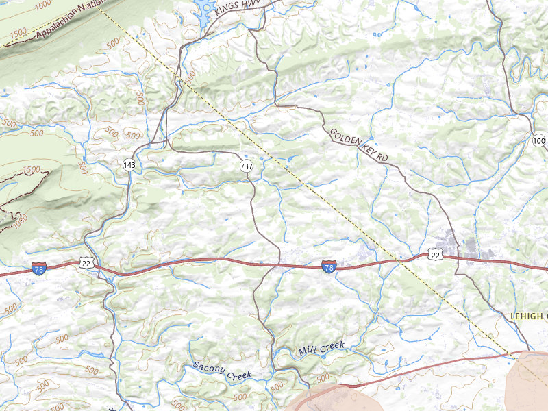 Radar-estimated hail-size map of the storm over Kempton, PA on Jul 3, 2026