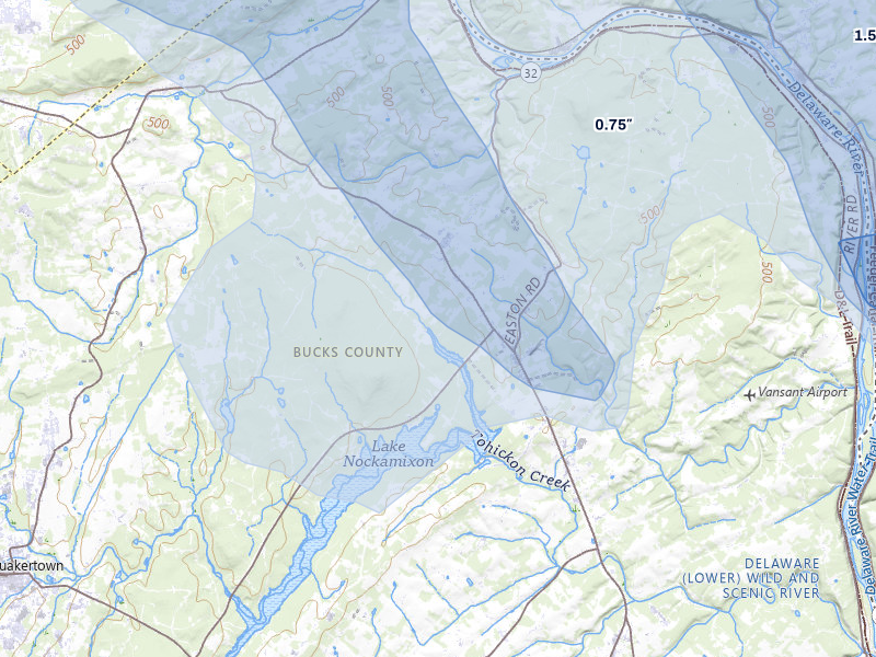NEXRAD radar-signature map of the hail over Kintnersville, PA