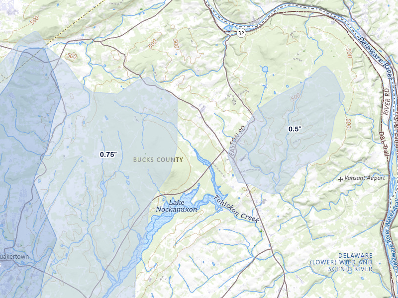 NEXRAD radar-signature map of the hail over Kintnersville, PA
