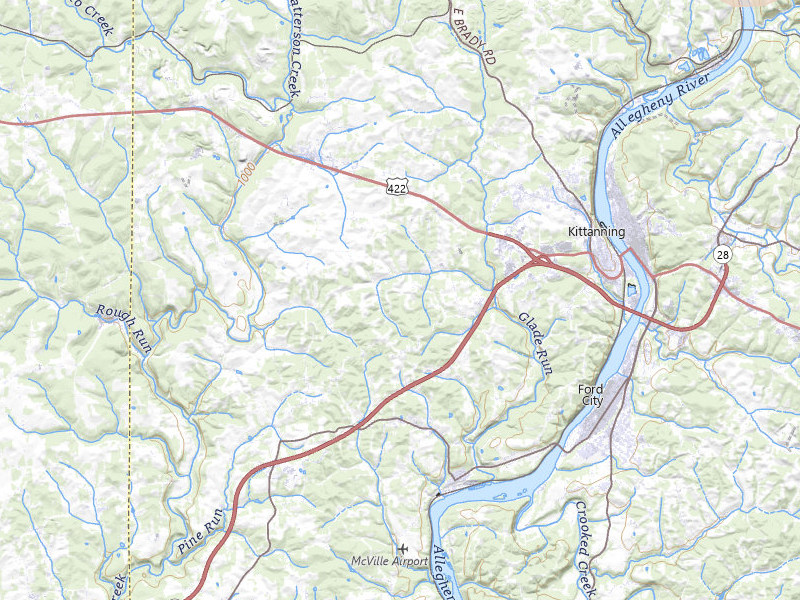 Radar-estimated hail-size map of the storm over Kittanning, PA on Jul 4, 2026