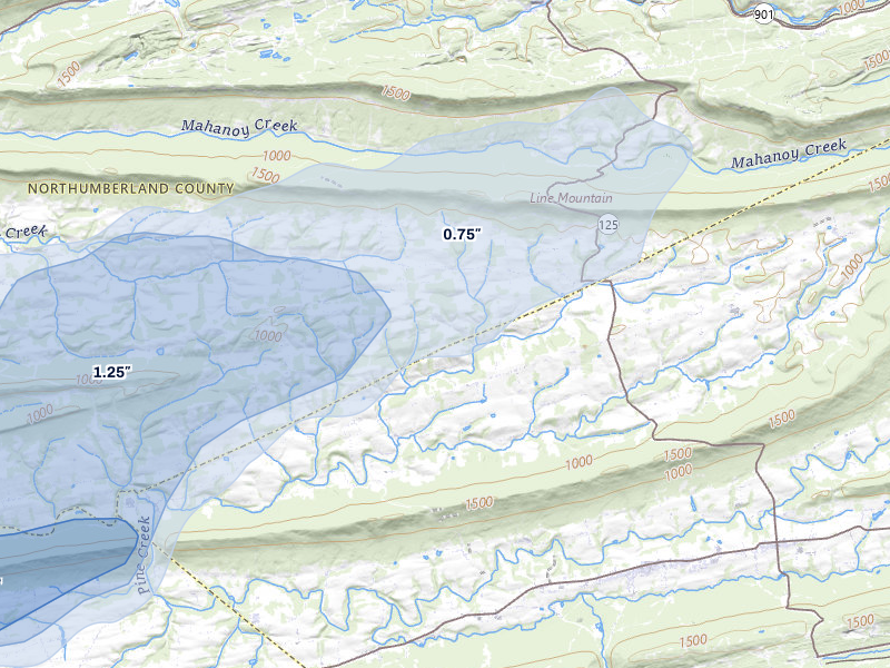 NEXRAD radar-signature map of the hail storm over Klingerstown, PA on Jun 6, 2026