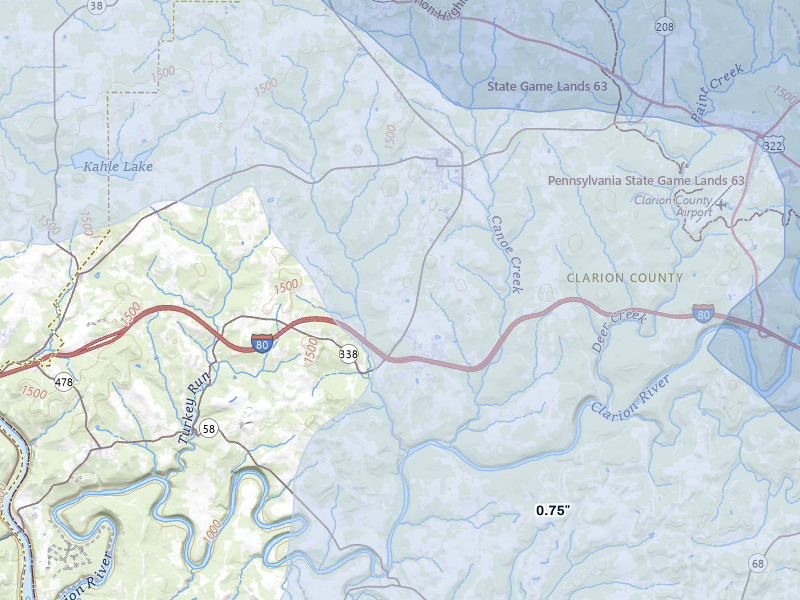 NEXRAD radar-signature map of the hail storm over Knox, PA on Mar 22, 2026