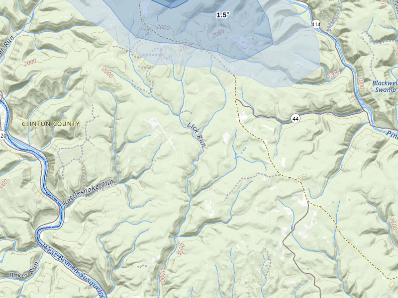 NEXRAD radar-signature map of the hail storm over Lock Haven, PA on Jul 3, 2026