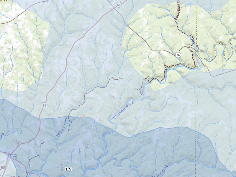 NEXRAD radar-signature map of the hail storm over Lucinda, PA on Mar 22, 2026