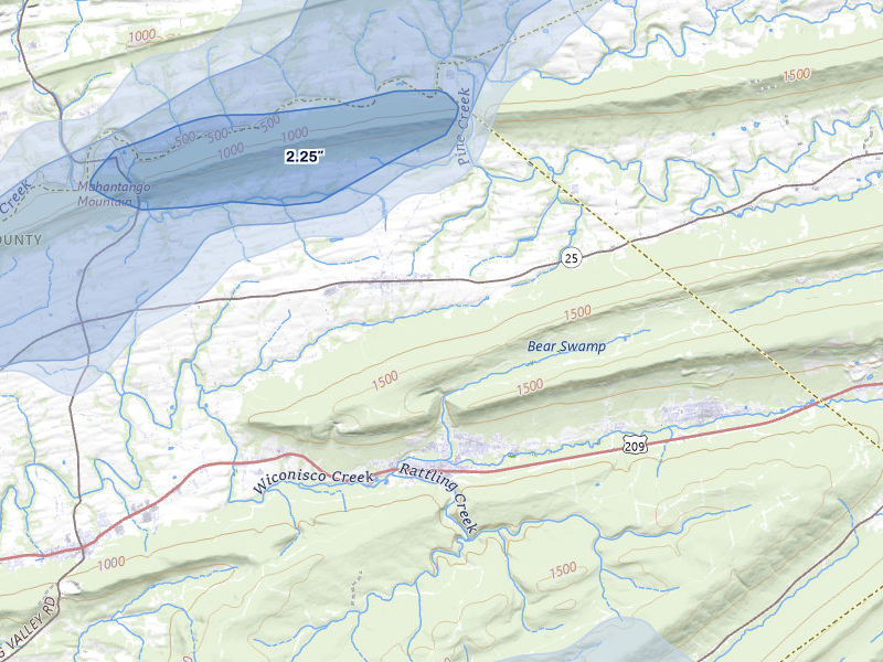 NEXRAD radar-signature map of the hail over Lykens, PA