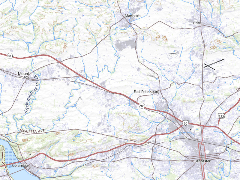 Radar-estimated hail-size map of the storm over Manheim, PA on Jul 5, 2026