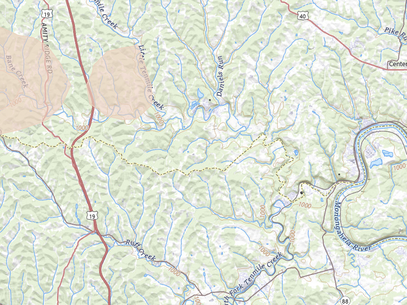 Radar-estimated hail-size map of the storm over Marianna, PA on Jun 6, 2026