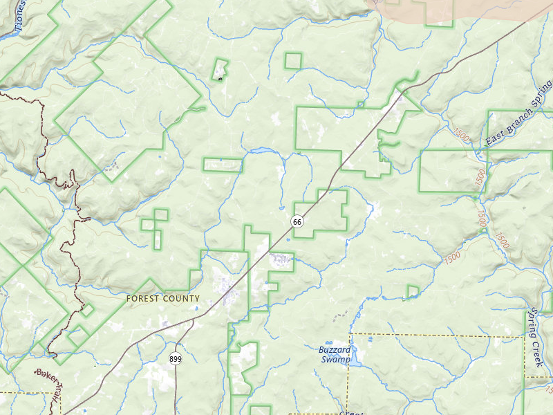 Radar-estimated hail-size map of the storm over Marienville, PA on Jul 9, 2026