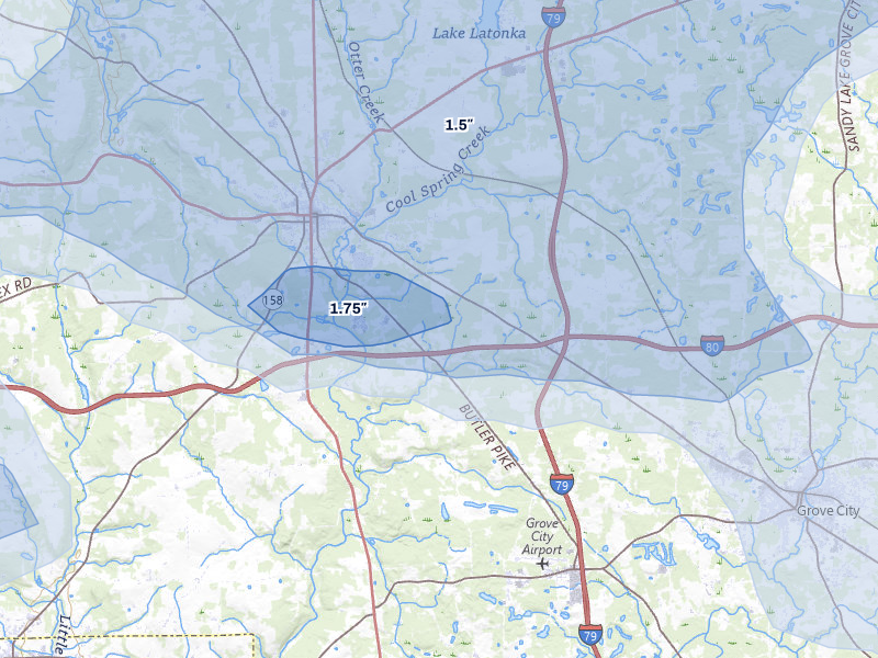 NEXRAD radar-signature map of the hail storm over Mercer, PA on Jul 3, 2026