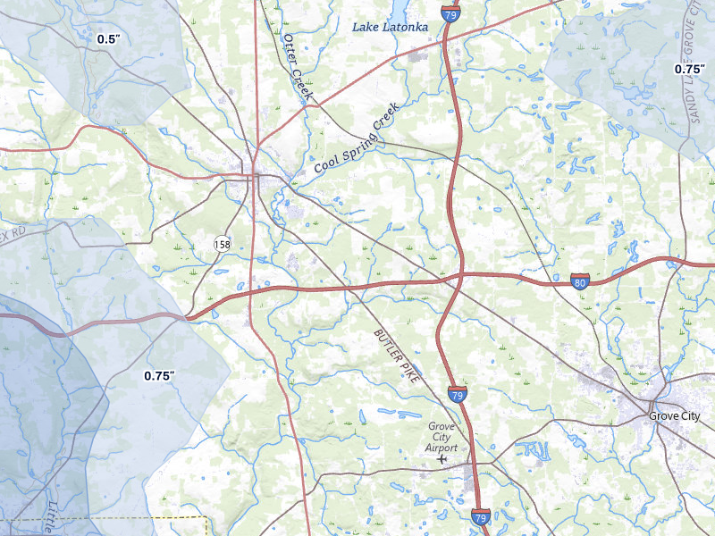 NEXRAD radar-signature map of the hail storm over Mercer, PA on Jul 10, 2026