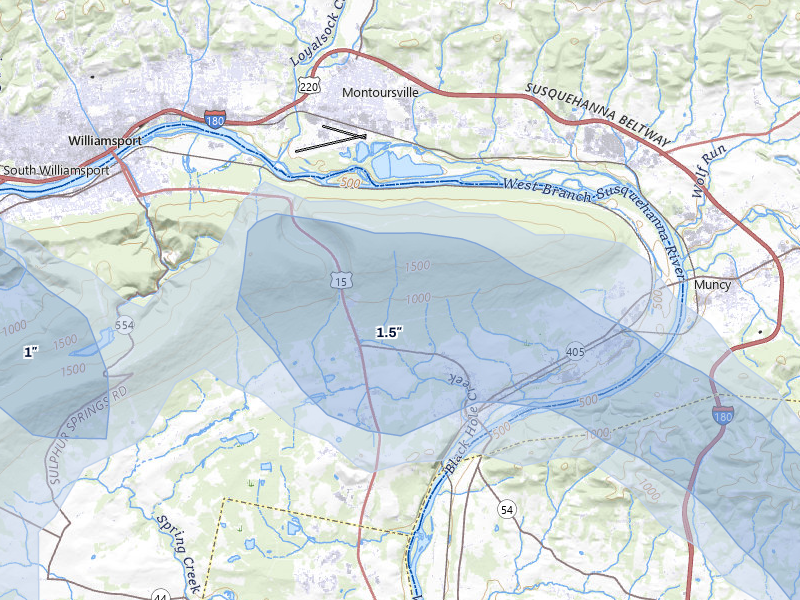 NEXRAD radar-signature map of the hail storm over Montgomery, PA on Jul 3, 2026