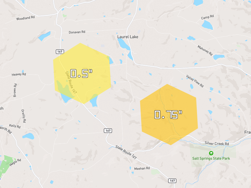 Hail map of Montrose, PA on Jul 2, 2026, hail up to 0.75"