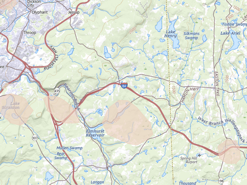 Radar-estimated hail-size map of the storm over Moscow, PA on Aug 12, 2026