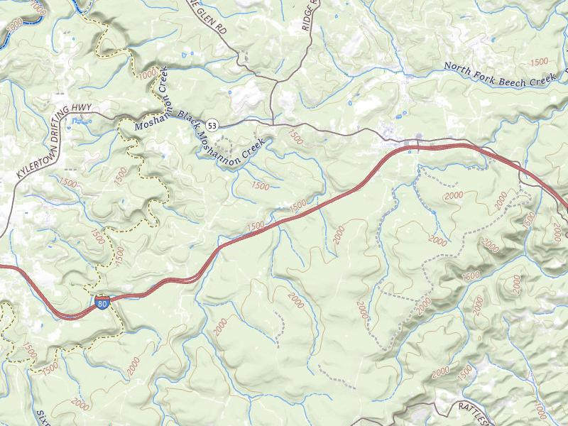 Radar-estimated hail-size map of the storm over Moshannon, PA on Mar 22, 2026