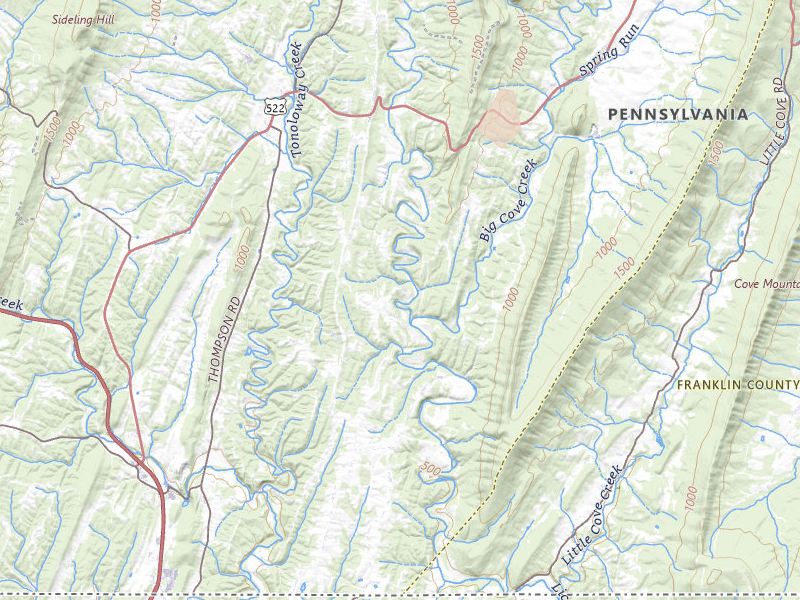 Radar-estimated hail-size map of the storm over Needmore, PA on Aug 7, 2026