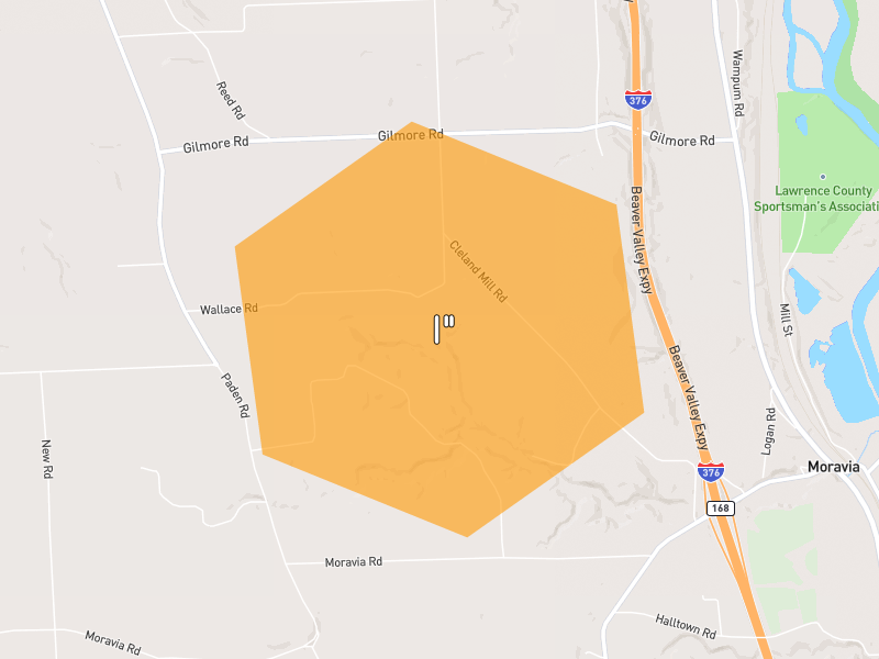 Hail map of New Castle, PA on Jul 4, 2026, hail up to 1"