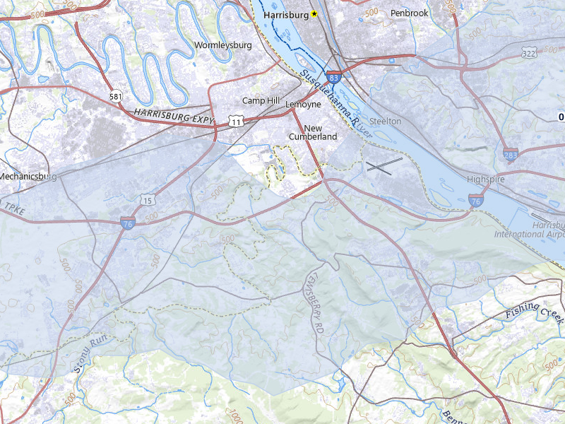 NEXRAD radar-signature map of the hail over New Cumberland, PA