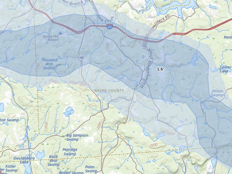 NEXRAD radar-signature map of the hail over Newfoundland, PA