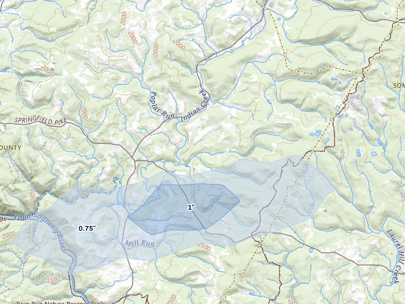NEXRAD radar-signature map of the hail storm over Normalville, PA on May 4, 2026