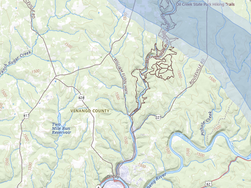 NEXRAD radar-signature map of the hail over Oil City, PA