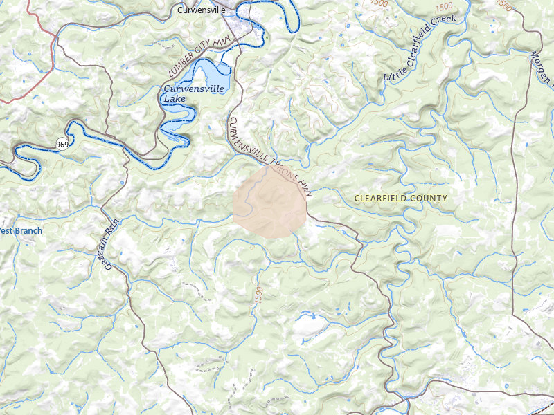 Radar-estimated hail-size map of the storm over Olanta, PA on Sep 2, 2026