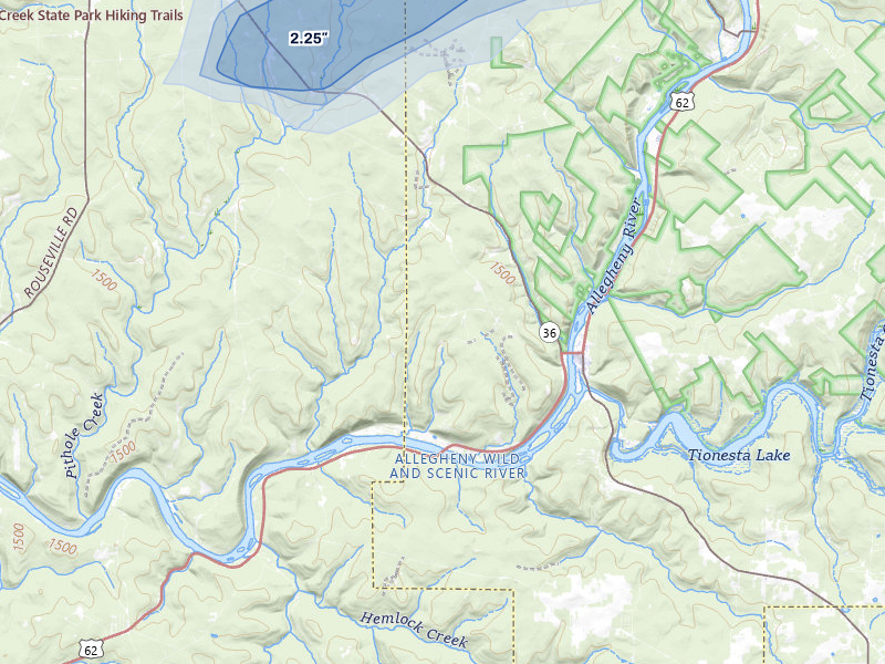 NEXRAD radar-signature map of the hail storm over Pleasantville, PA on Mar 7, 2026
