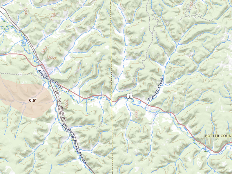 Radar-estimated hail-size map of the storm over Port Allegany, PA on Jul 18, 2026