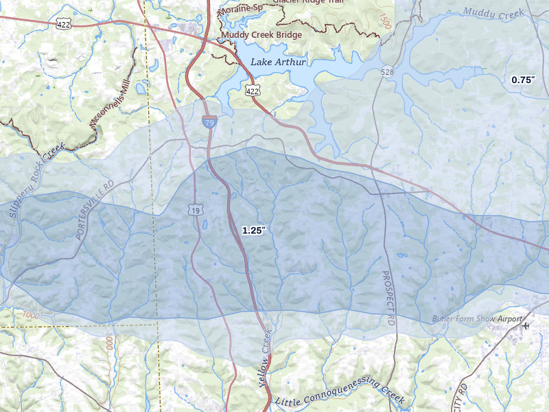NEXRAD radar-signature map of the hail storm over Prospect, PA on Mar 22, 2026