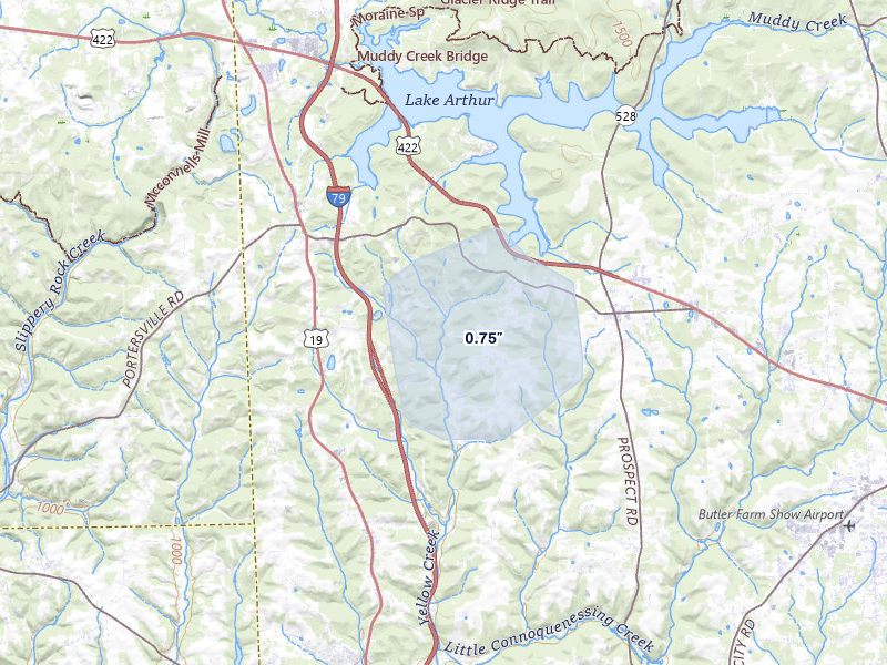 NEXRAD radar-signature map of the hail over Prospect, PA
