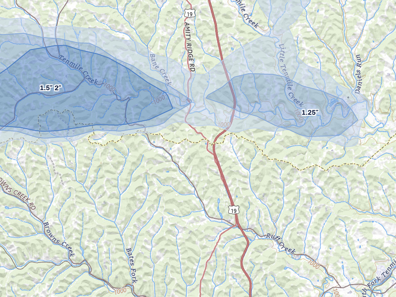 NEXRAD radar-signature map of the hail storm over Prosperity, PA on Jun 6, 2026