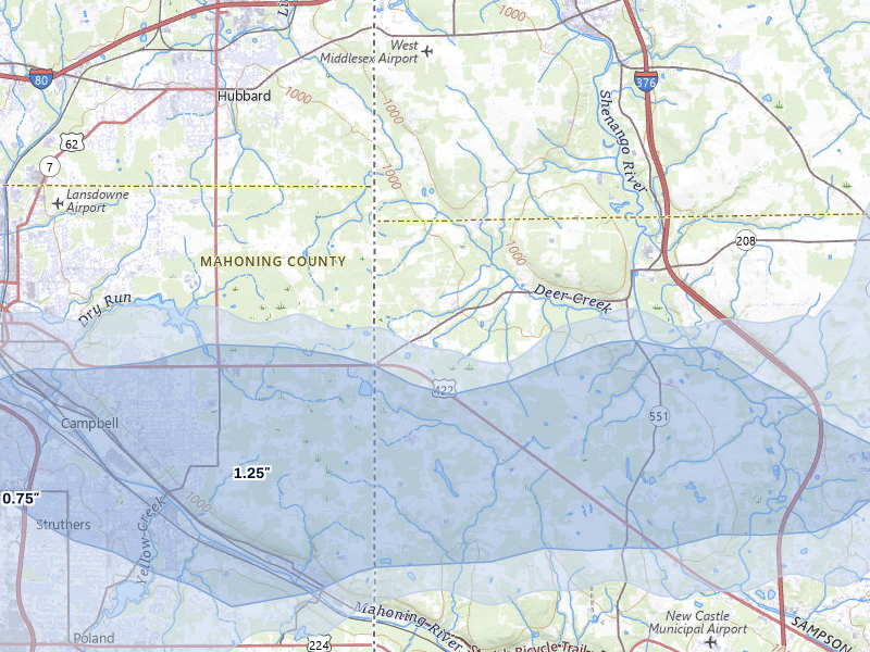 NEXRAD radar-signature map of the hail storm over Pulaski, PA on Mar 22, 2026