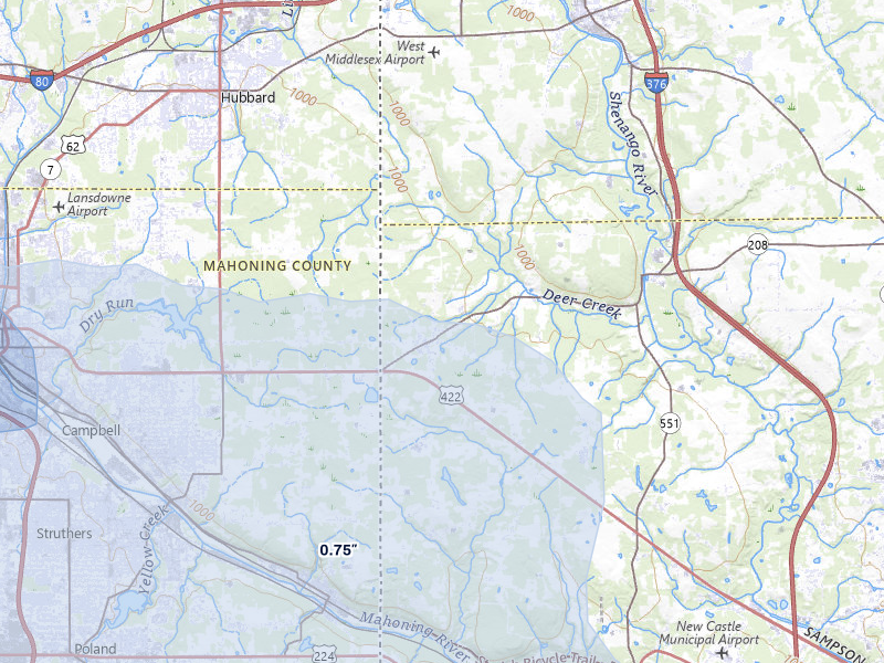 NEXRAD radar-signature map of the hail over Pulaski, PA