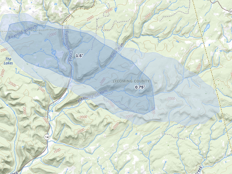 NEXRAD radar-signature map of the hail storm over Ralston, PA on Jun 6, 2026