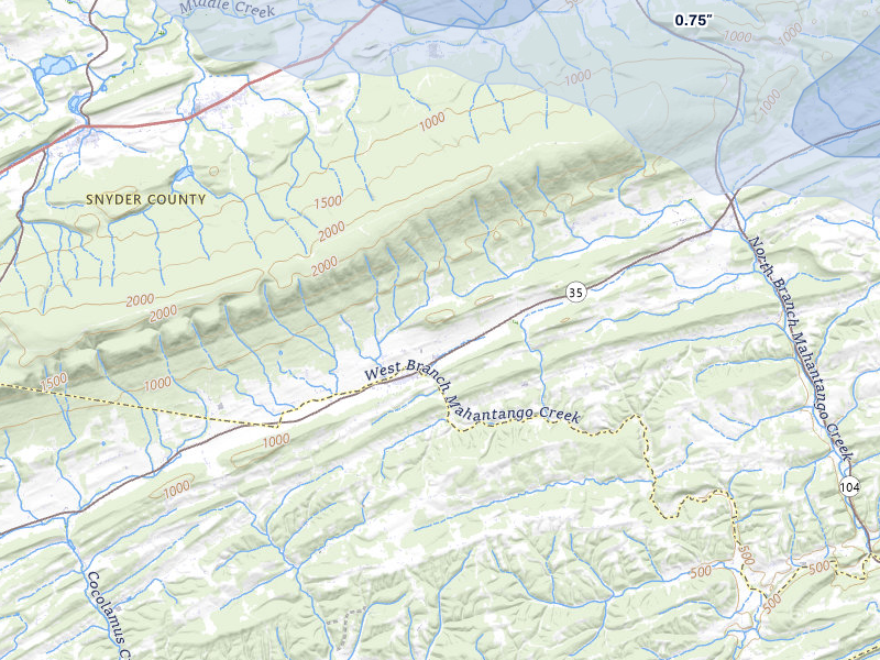 NEXRAD radar-signature map of the hail storm over Richfield, PA on Jun 6, 2026