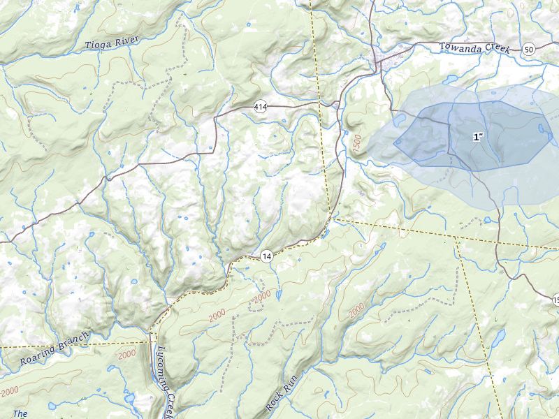 NEXRAD radar-signature map of the hail storm over Roaring Branch, PA on Jul 3, 2026