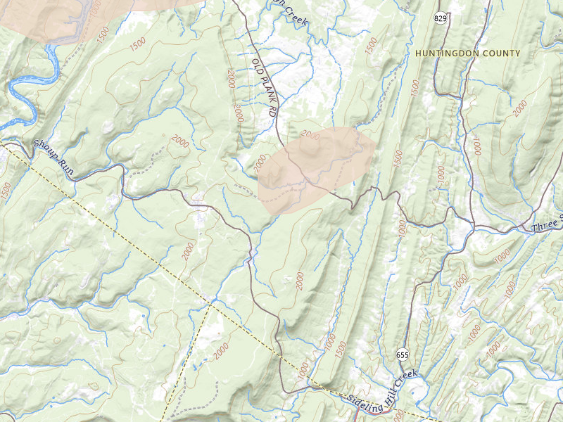 Radar-estimated hail-size map of the storm over Robertsdale, PA on Aug 9, 2026