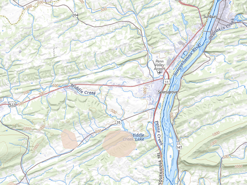 Radar-estimated hail-size map of the storm over Selinsgrove, PA on Jun 6, 2026