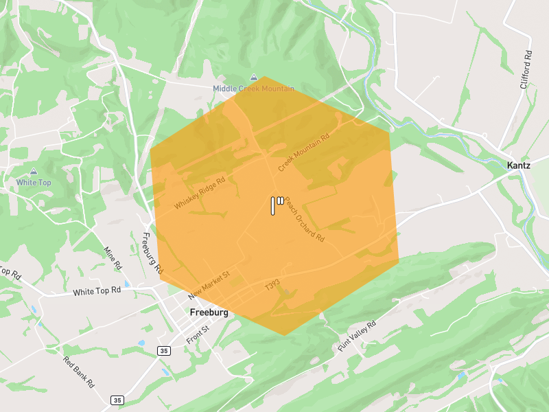 Hail map of Selinsgrove, PA on Jun 6, 2026, hail up to 1"
