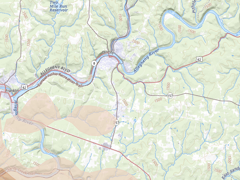 Radar-estimated hail-size map of the storm over Seneca, PA on Apr 15, 2026