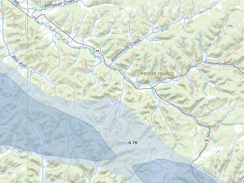 NEXRAD radar-signature map of the hail over Shinglehouse, PA
