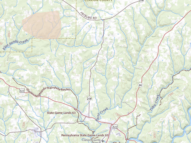 Radar-estimated hail-size map of the storm over Shippenville, PA on Jul 3, 2026