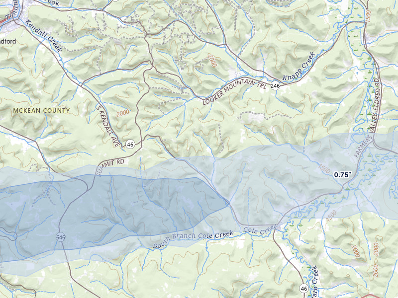 NEXRAD radar-signature map of the hail storm over Smethport, PA on May 13, 2026