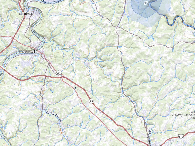 NEXRAD radar-signature map of the hail storm over Smock, PA on Jul 6, 2026