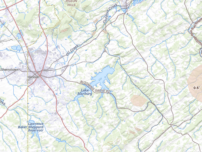 Radar-estimated hail-size map of the storm over Spring Grove, PA on Jun 14, 2026