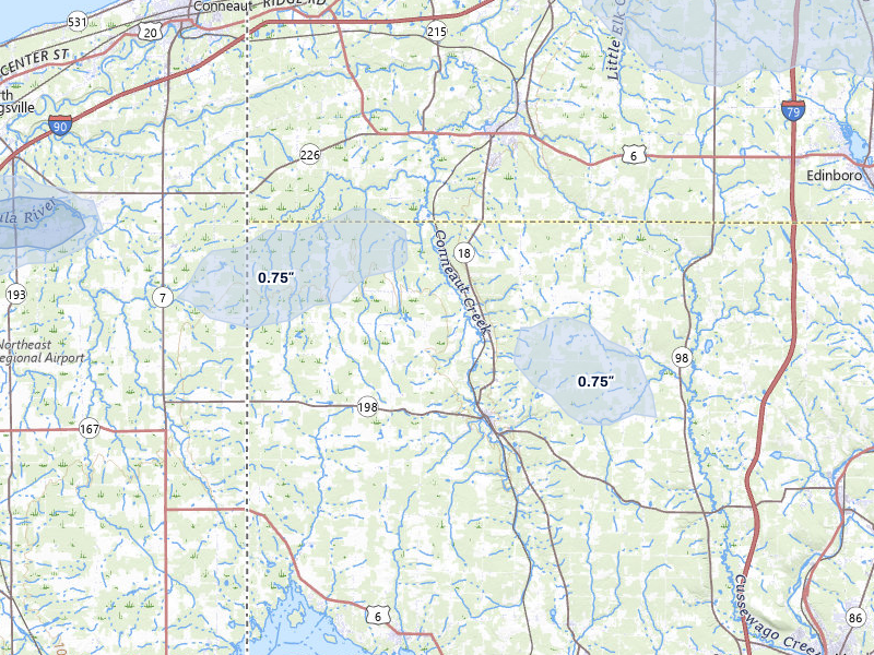 NEXRAD radar-signature map of the hail over Springboro, PA