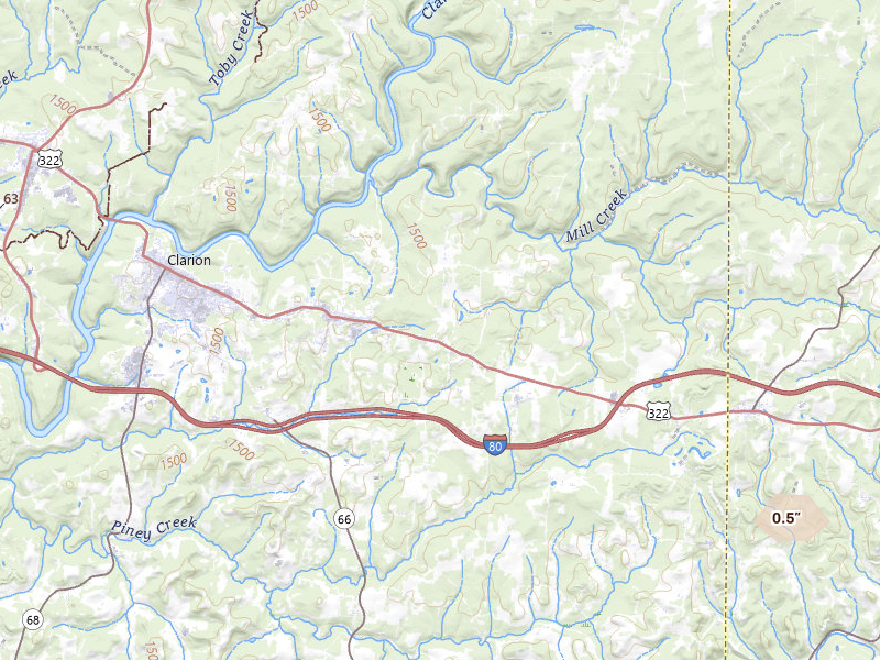 Radar-estimated hail-size map of the storm over Strattanville, PA on Mar 22, 2026