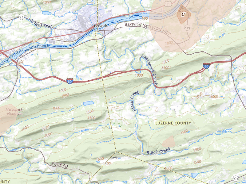 Radar-estimated hail-size map of the storm over Sugarloaf, PA on Aug 7, 2026