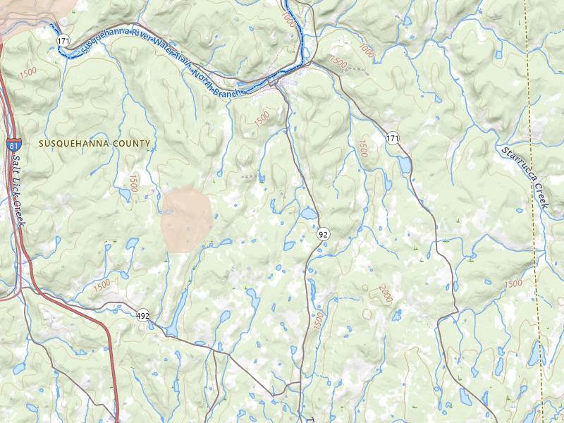 Radar-estimated hail-size map of the storm over Susquehanna, PA on Jul 3, 2026