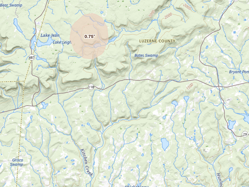 Radar-estimated hail-size map of the storm over Sweet Valley, PA